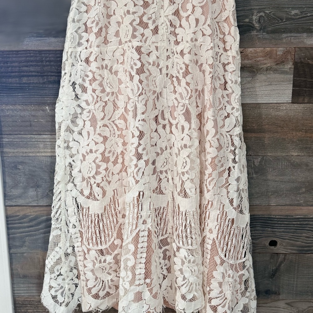 LULUS White Lace Midi Skirt - Picture 2 of 5